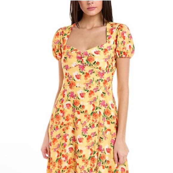 Alexia Admor Gracie Sweetheart Fit & Flare Midi Dress in Yellow Floral Size 6 - Picture 9 of 16